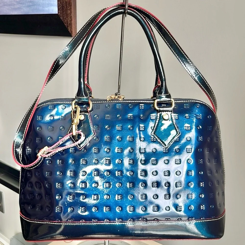 Arcadia Blue patent Satchel - Picture 8 of 13